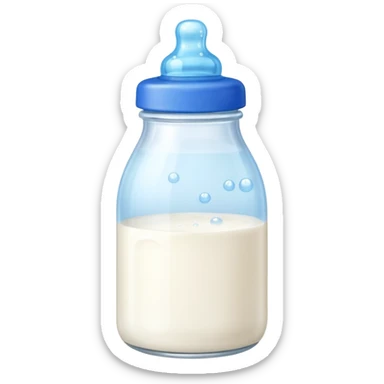 baby Milk bottle with blue cap and bubbles sticker