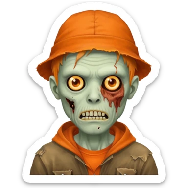 zombie man in orange hats sticker