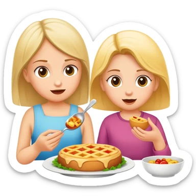 Mama links und Mädchen rechts beim Essen  sticker