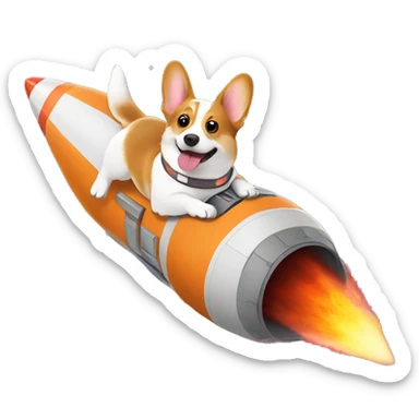 Corgi in a space rocket flying in the space  sticker