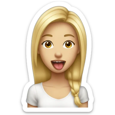 blond girl sticking tongue out sticker