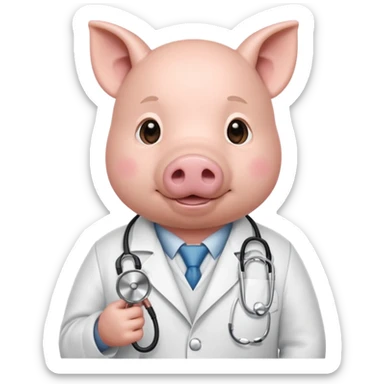 Pig in white coat holding stethoscope.













 sticker