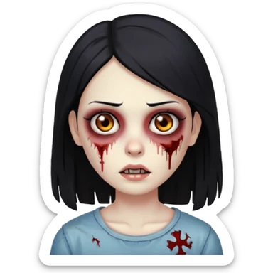 zombie girl with straight hair and brown eyes sticker
