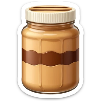 A jar of peanut butter with chocolate stripe: sticker