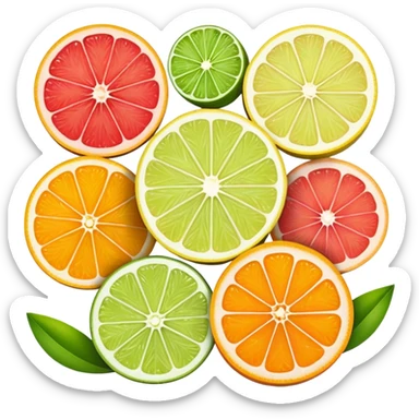 Emoji of slices of oranges, lemon, lemongrass, lime, grapefruit sticker