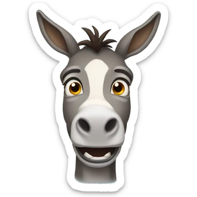 a donkey with a scared expression sticker