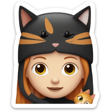ginger girl holding a black cat sticker