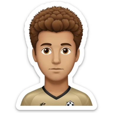 Tan tall man with brown fluffy hair and a taper fade wearing a soccer jersey  sticker