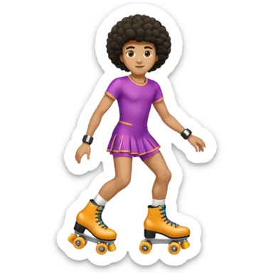 man afro hair disco dress and roller skate sticker