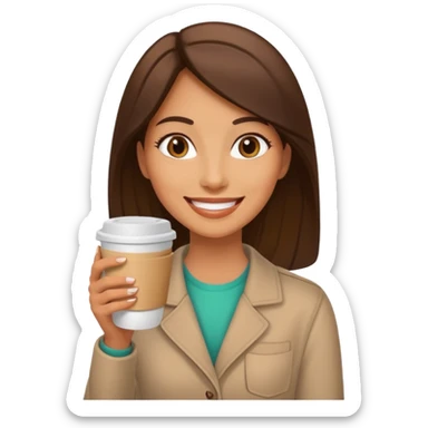 woman, hold a take away cup of coffee sticker