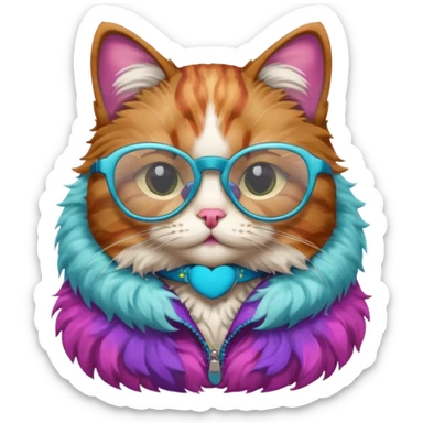 Cat wearing geekchic mood glasses  sticker