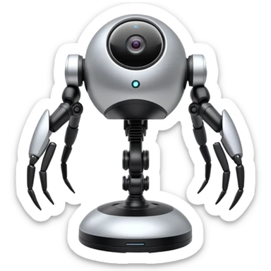 Tall surveillance robot with rotating sensor dome and floating limbs sticker