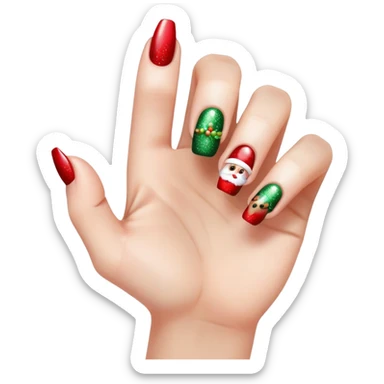 Manicure with Christmas nails sticker