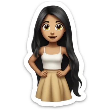 Cute hispanic girl with big eyes and long black hair sticker