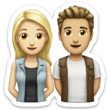 couple blond boy brunette girl sticker