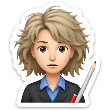 nervous female teacher with messy hair sticker