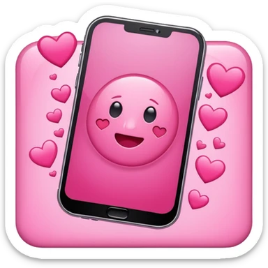 Plain pink phone screen flooding with love notifications, chaotic.  sticker