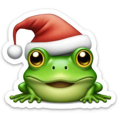 Frog wearing a santa hat sticker
