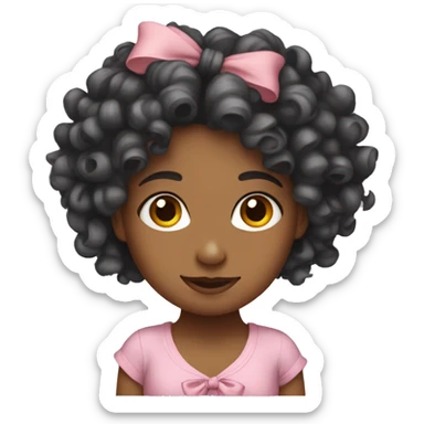 Curly girl with bows in her hair sticker