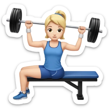 cute simple style character lying on bench holding barbell sticker