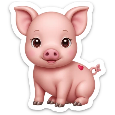 A baby pig with heart eyes sticker