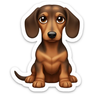  half dachshund and half Yorkshire dog, brown with darker brown spots, long hair but not too long sticker