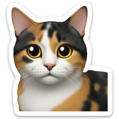 A tricolour cat with a black spot on its nose sticker