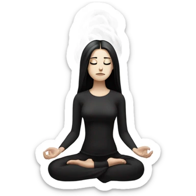 goth white girl and black hair meditating sticker