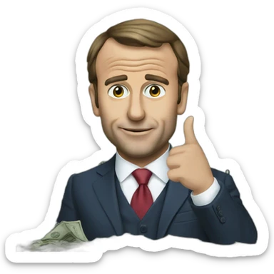 greedy macron money sticker