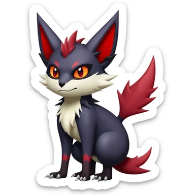 Vampiric feral emo dark Zangoose-Litten-Noibat-Fakémon-hybrid-creature (full body) sticker
