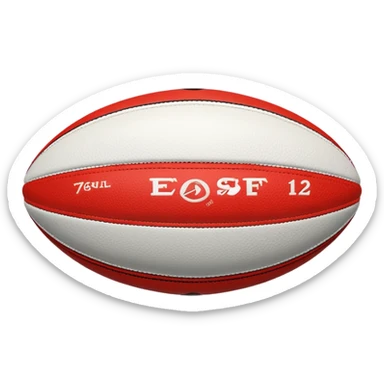 australian rules football ball with equal sized horizontal red, white, black stripes sticker