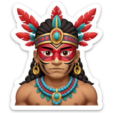 face full maya masked tradational mayan warrior half boudy sticker