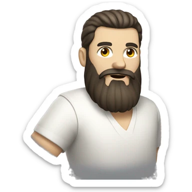 Rotund Bearded man bowling, dark beard, white skin tone,   sticker