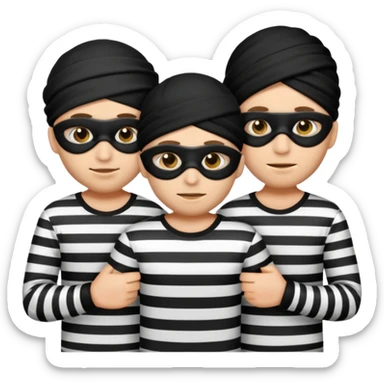 3 theif robbers emoji,Stripped shirt,eye mask, black head. sticker