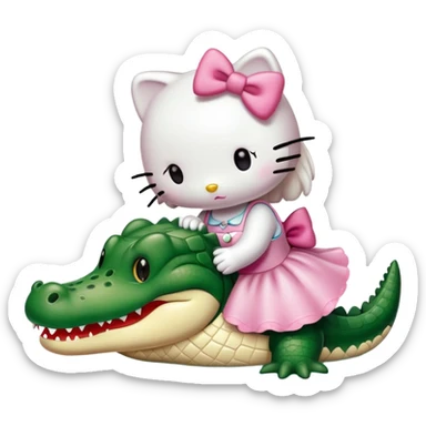 Hello Kitty, kissing an alligator sticker