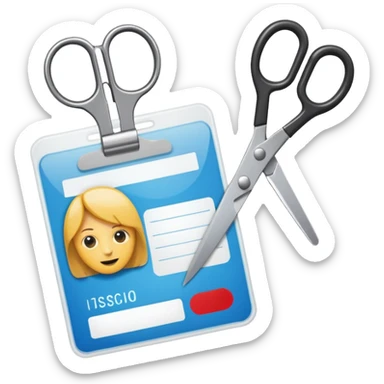 Scissors cutting ID card sticker