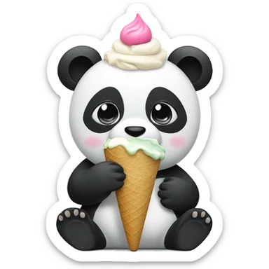 Panda eating ice cream sticker