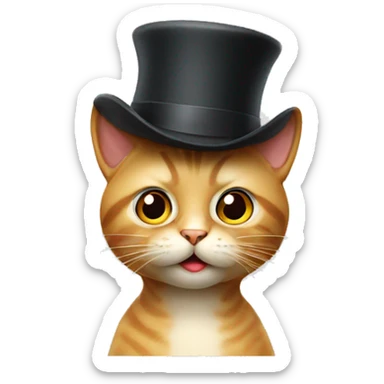 Cat with hat, looking smart and surprised, big eyes sticker