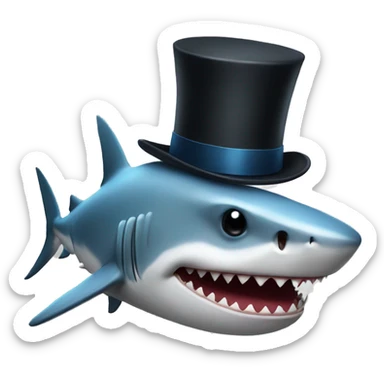 Shark with a top hat sticker
