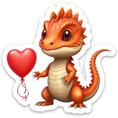 bearded dragon holding a heart balloon sticker