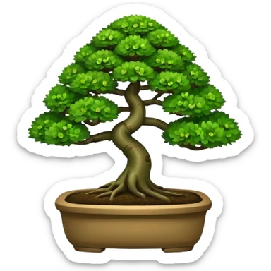 bonsai tree with a big smile emoji style sticker