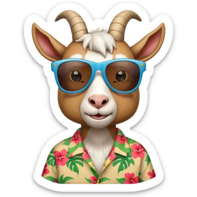 A goat with Hawaiian style in the beach sticker