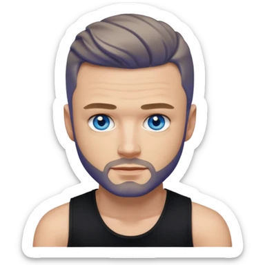 Justin Timberlake blue eyes, dark blonde hair, black tank top sticker