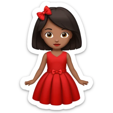 Uma menina de cabelo preto com o vestido vermelho mandando coração vermelho sticker
