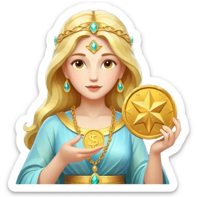 Goddess Golden Coin Magic Fantasy Low Poly sticker