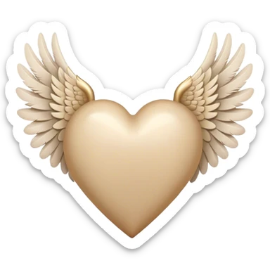 beige heart with angel wings sticker