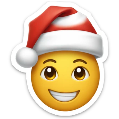 happy face with christmas hat sticker