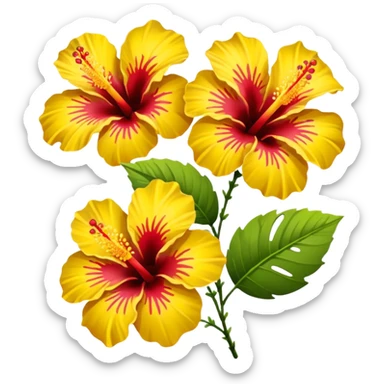 Two flowers of hibiscus yellow and red  sticker