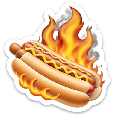 Hand Holding a Flaming Hotdog sticker