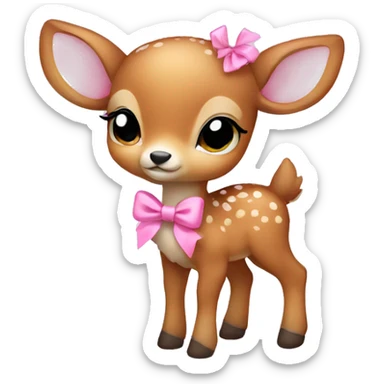 Baby deer wearing pink bow  sticker